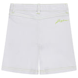 Jaybee White/Green Stitched Denim Shorts