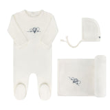 Ely's & Co Ivory Velour Embroidered Hot Air Balloon Take Me Home Set