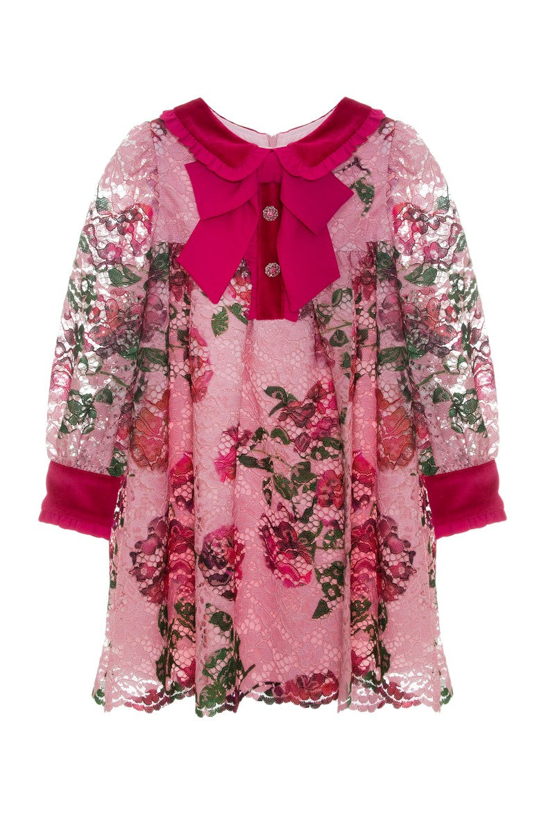 Patachou Fuchsia Print Lace Dress