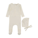 Mema Ivory Pointelle Scalloped Edge Footie Set