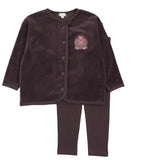 Lil Legs Eggplant Velour Crest Lounge Set