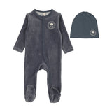 Lilette Off Navy Velour Snap Down Footie Set