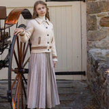 La Nina Ecru Wool Leather Trim Coat