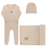 Ely's & Co Pink Ribbed Floral Embroidered Take Me Home Set