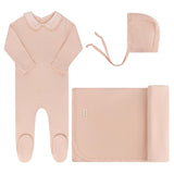 Elys And Co Pink Embroidered Collar Ribbed Take Me Home Set