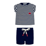 Teela Navy Stripe Applique Set