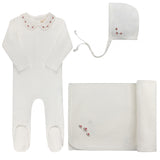 Looms Ivory/Pink Embroidered Trim Take Me Home Set