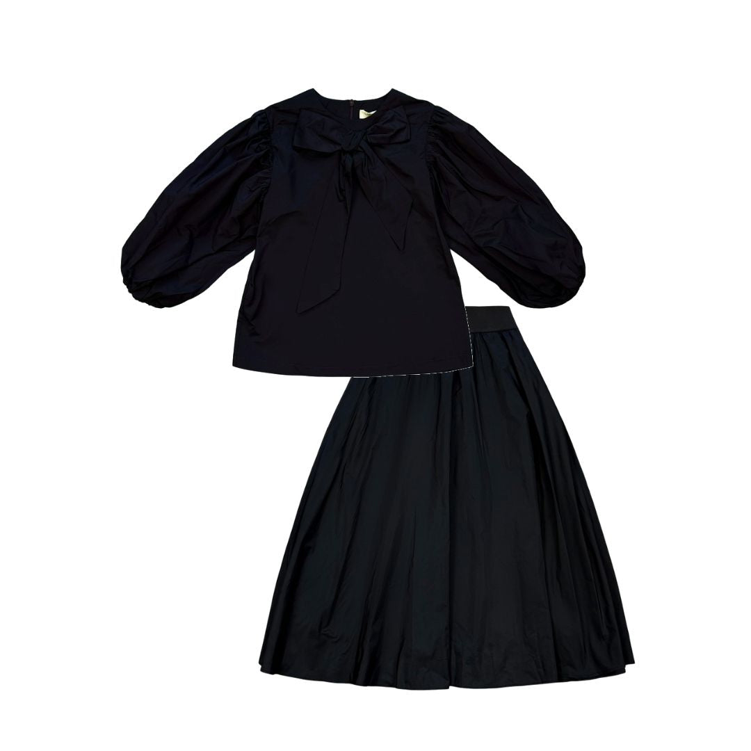 Alitsa Black Bow Taffeta Set