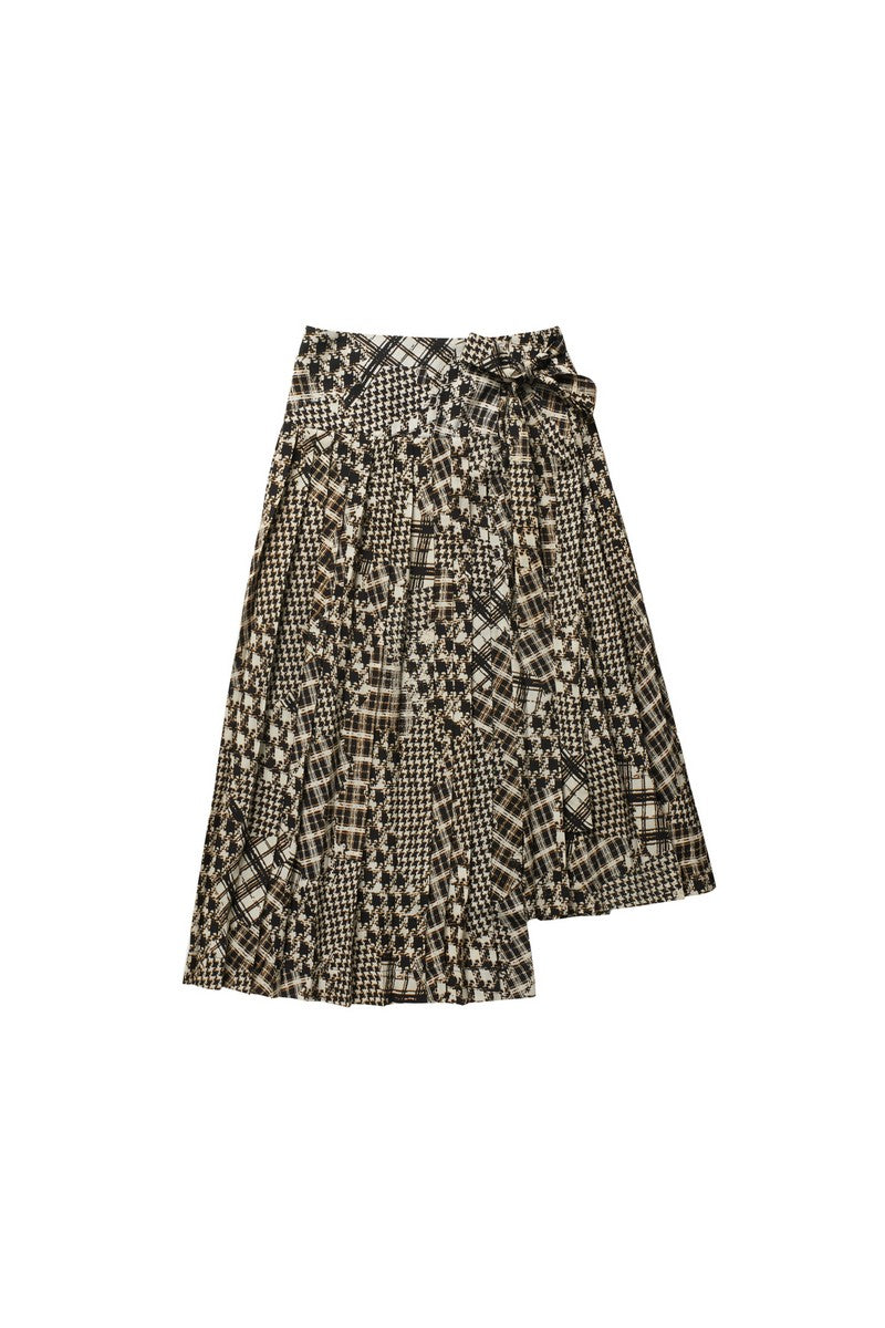 Zaikamoya Plaid Pleated Skirt