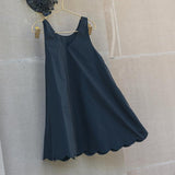 Little Tempest Black Taffeta Scallop Hem Jumper with Shirt