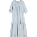 Minimal Blue Crinkle Pleat Detail Dress