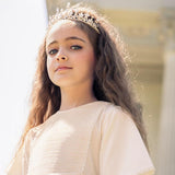Little Tempest Ivory Alice Taffeta Pintuck Bib Gown