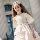 Little Tempest Ivory Alice Taffeta Pintuck Bib Gown