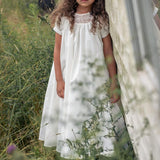 Little Tempest Ivory Neck Lace Taffeta Gown