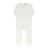 Elys And Co Ivory Embroidered Floral Velour Footie
