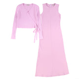 Valentina Mauve Slip Dress With Pointelle Wrap Top