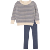 Looms Blue/Ivory Distressed Knit Set