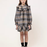 Piccola Ludo Beige Plaid Taffeta Olga Dress