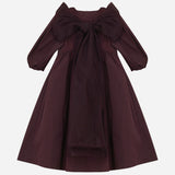 Pompomme Burgundy Tulle Bow Taffeta Dress