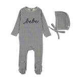 Lilette Off Navy Gingham Bebe Footie Set
