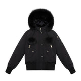 Ellabee Matt Black Pom Pom Layla Bomber Coat