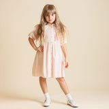Lilou Peach Cotton Lace Ruffle Dress