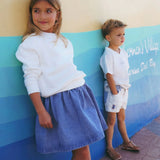 Calla Lili White/Blue Golf Polo