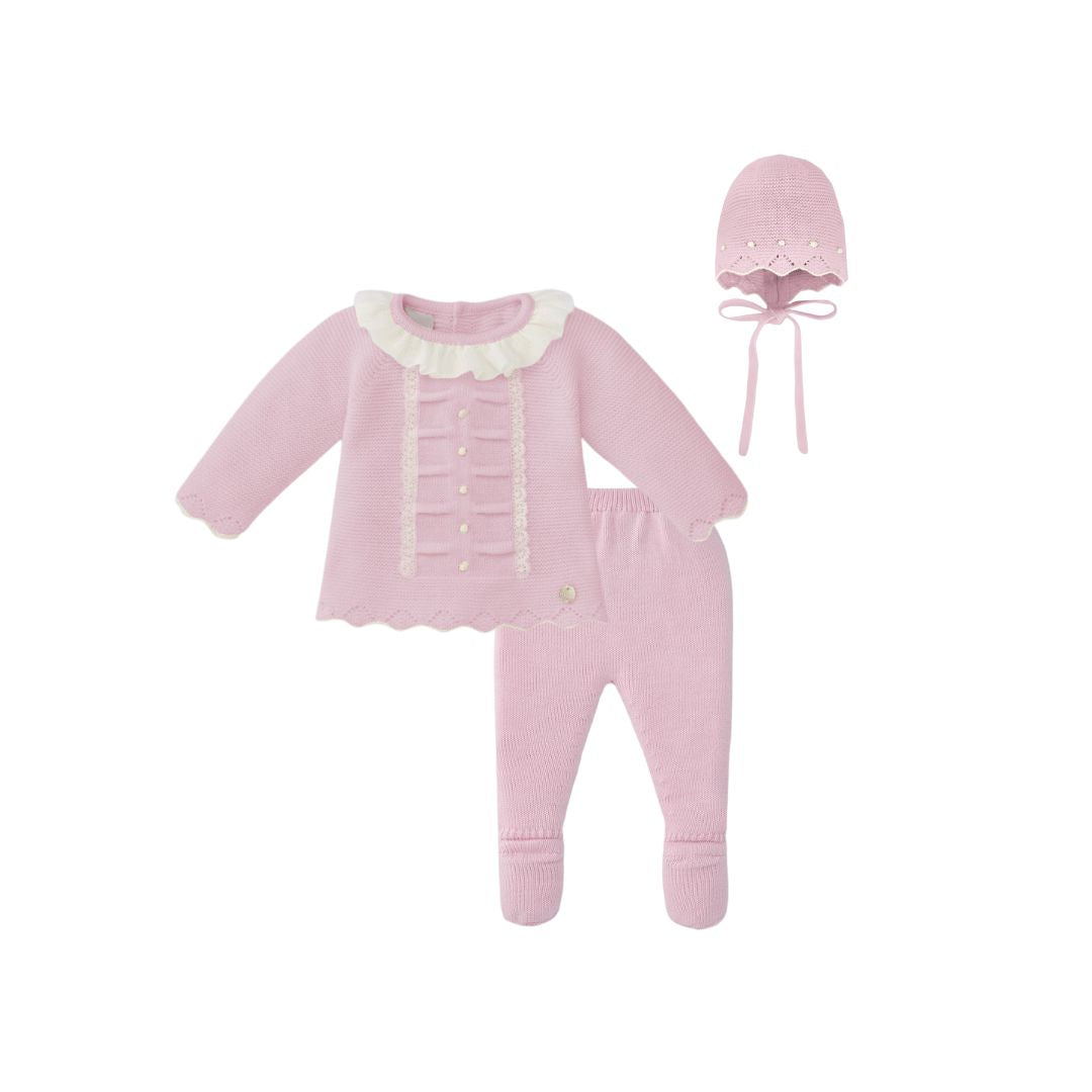 Paz Chalk Pink/Beige Knit Three Piece Set
