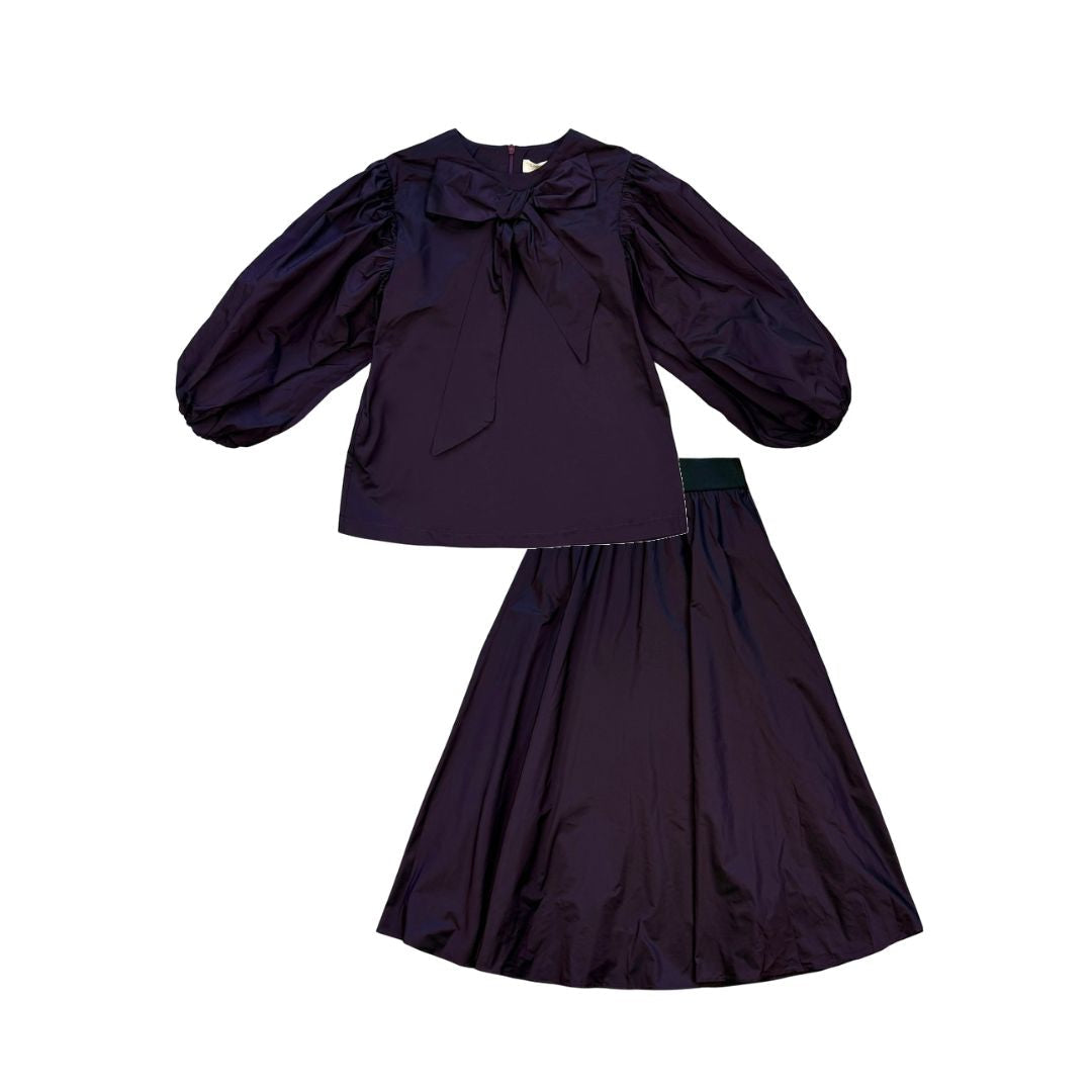 Alitsa Plum Bow Taffeta Set