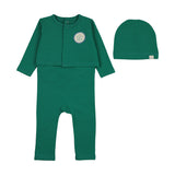 Analogie Electric Green Boating Crew Footie With Cardigan