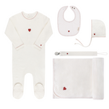 Ely's & Co Ivory Embroidered Heart Deluxe 5 Pc Set