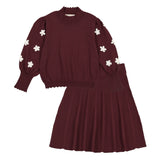 Teela Burgundy Knit Floral Set