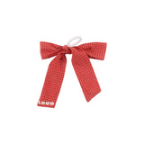 Loud Red Check Hair Bow Elastic