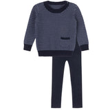Looms Navy/Blue Thin Stripe Knit Set