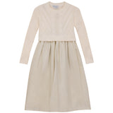 Pompomme Cream Cable Knit & Taffeta Dress