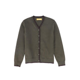Le Bourdon Olive V-Neck Trim Cardigan