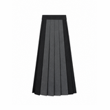 Parni Grey Two-Tone Pleated Maxi Skirt
