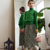 Teela Green Floral Print Long Midi Skirt