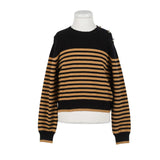 Twinset Black/Iced Coffee Stripe Button Sweater