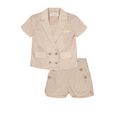 Teela Beige Linen Suit Set