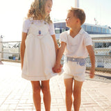 Calla Lili White/Blue Golf Polo