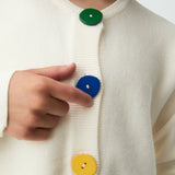 Compania Fantastica Off White Colorful Buttons Cardigan