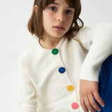 Compania Fantastica Off White Colorful Buttons Cardigan
