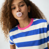 Compania Fantastica Blue Stripe Contrast Neckline T-Shirt