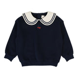 Analogie Navy Embroidered Cherry Sweatshirt