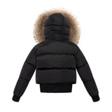 Ellabee Black Raccoon Emma Down Bomber Coat
