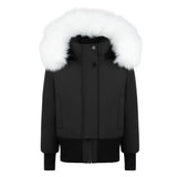 Pramie Black With White Fur Bomber Coat