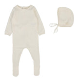 Lilette Cream Dotty Knit Footie Set