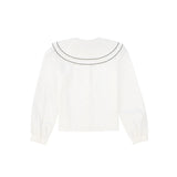 Valentina White Scallop Double Collar Blouse