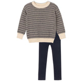 Looms Navy/Ivory Distressed Knit Set